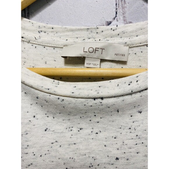 LOFT Ivory Speckled Layered Long Sleeve Lightweight Sweatshirt Tee XS Petite - Picture 2 of 6